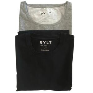 Bylt Axis Tee + Wide Neck Lux Mens Size L Bundle of Two Black Gray Athletic